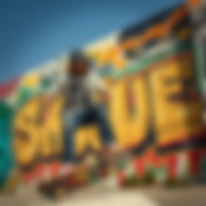 Cultural Canvas: Anti-Heroes in Graffiti Graffiti art featuring iconic anti-hero skateboarders, showcasing their cultural impact.