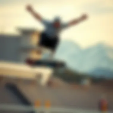 Executing a High Lift in Skateboarding Skater performing a high lift in mid-air