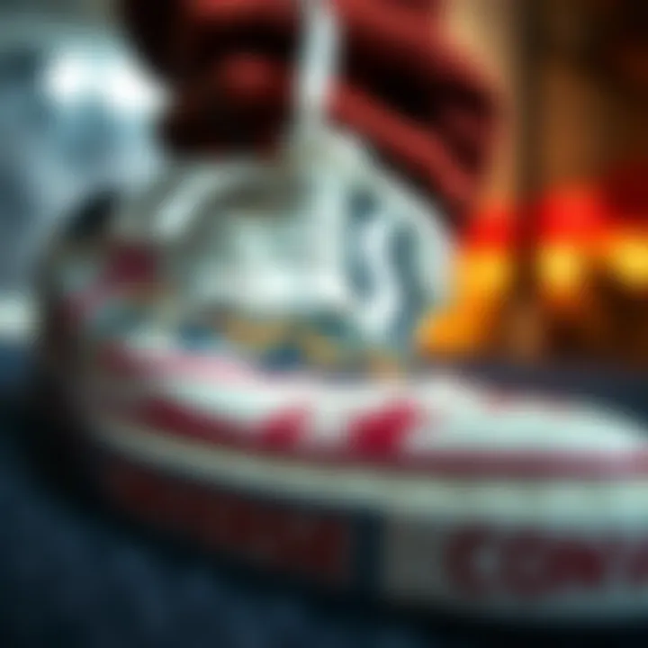 Innovative Converse Shoe Design with Skateboard Graphics Close-up of Converse shoe design with skateboard graphics