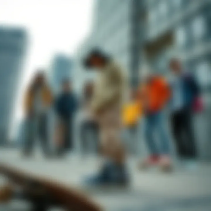 Skateboarders Embracing Converse Culture Diverse group of skateboarders wearing Converse shoes in urban setting