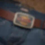 A close-up view of the Dickies Click Belt showcasing its unique buckle design