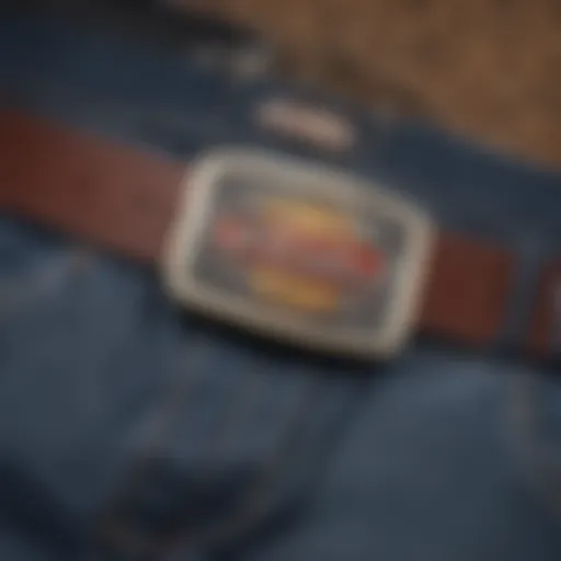 A close-up view of the Dickies Click Belt showcasing its unique buckle design