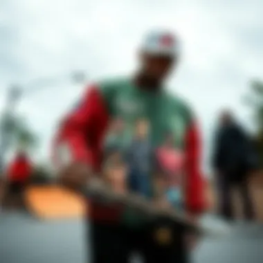 Collage of iconic imagery related to the Members Only jacket and skate culture