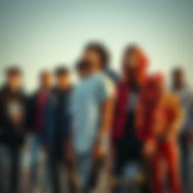 A group of skateboarders showcasing diverse styles in their apparel.