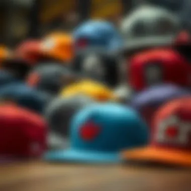 An assortment of modern skateboard hats in various colors and styles