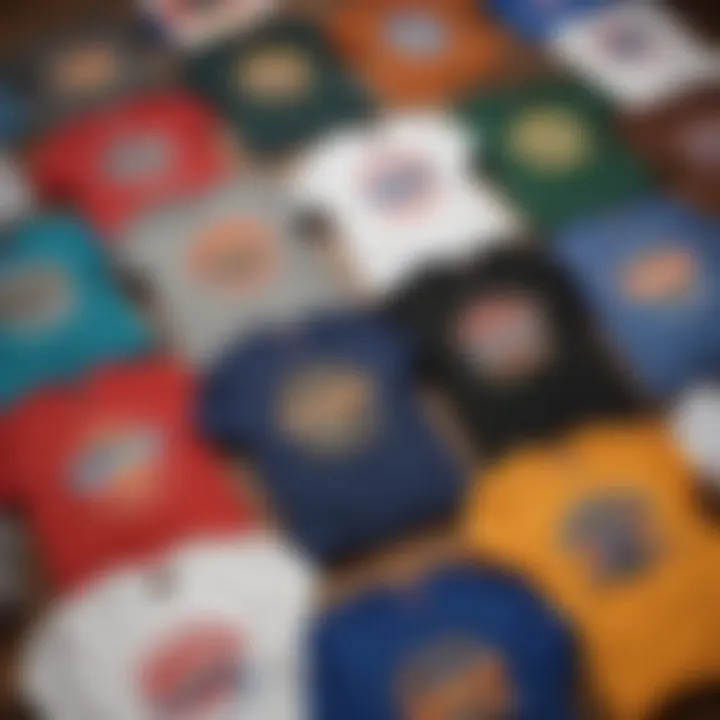 A variety of Von Dutch t-shirts highlighting different colors and materials