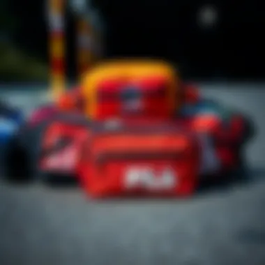 A collection of Fila fanny packs showcasing various designs