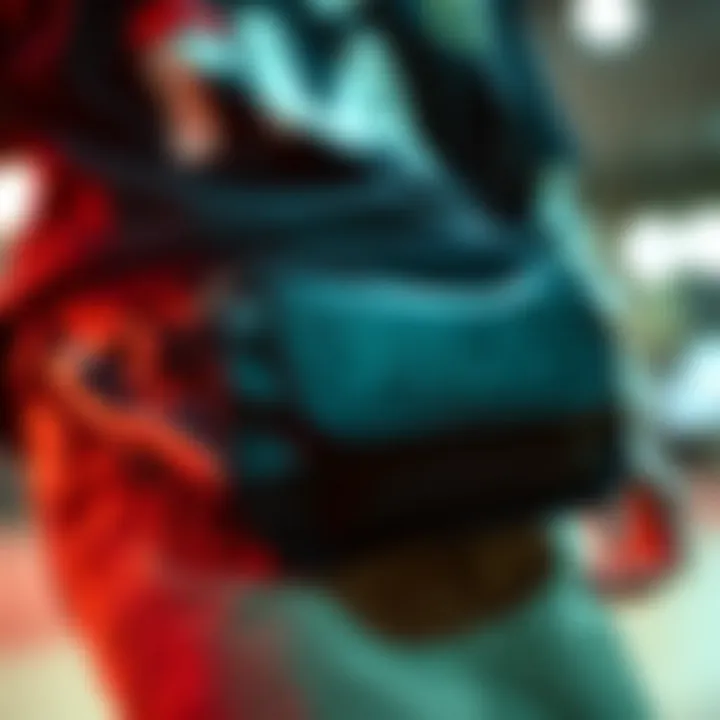 Close-up of the Fila fanny pack highlighting its functional design