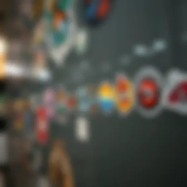 A timeline illustrating the evolution of stickers through the decades