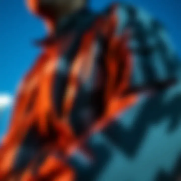 Close-up of the intricate design details of The Hundreds bomber jacket