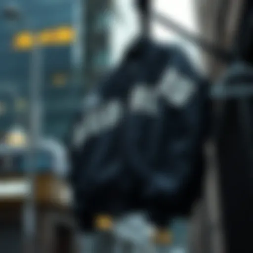 Urban Aesthetic of The Hundreds Bomber Jacket The Hundreds bomber jacket hanging in an urban setting