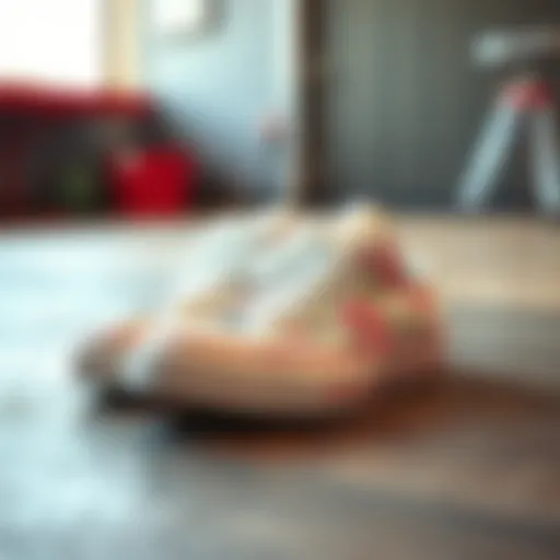 Stylish White Converse with Floral Patterns A pair of white Converse sneakers with intricate floral patterns displayed stylishly