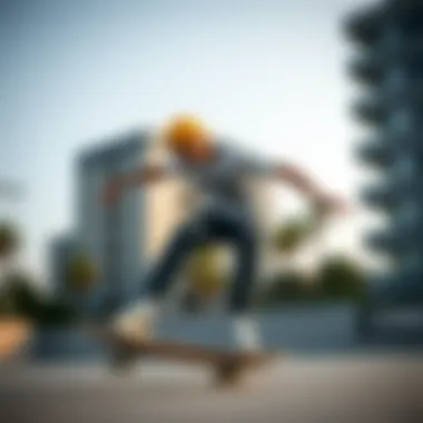 A skater performing tricks while wearing a stylish graphic tee