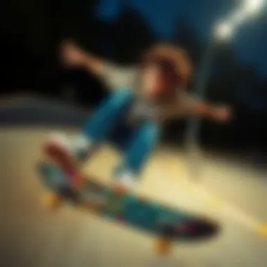 Skateboarder in Action A skateboarder in a stylish crewneck during a trick, capturing the essence of self-expression in skateboarding.