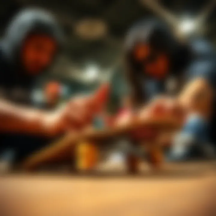 An engaging scene of a fingerboarding session, highlighting the creativity and skill involved.