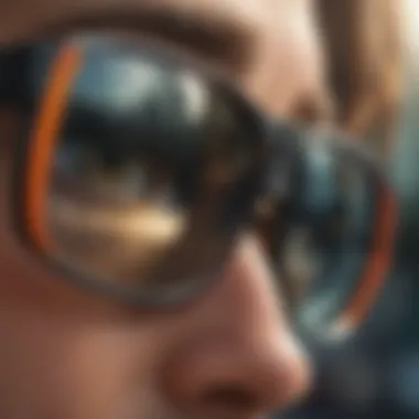 Close-up of polarized sunglasses highlighting lens technology