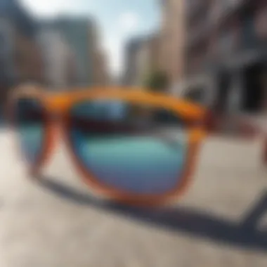 Sunglasses designed specifically for skateboarders in action