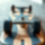 Close-up view of a small long board showcasing its unique design features.