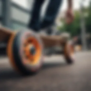 A close-up of skateboard wheels showcasing technological advancements.