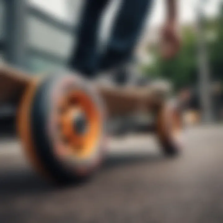 A close-up of skateboard wheels showcasing technological advancements.