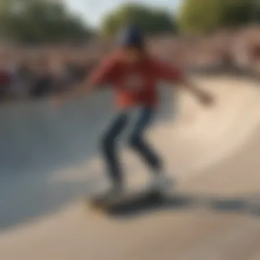 A vibrant skatepark filled with diverse skateboarders.