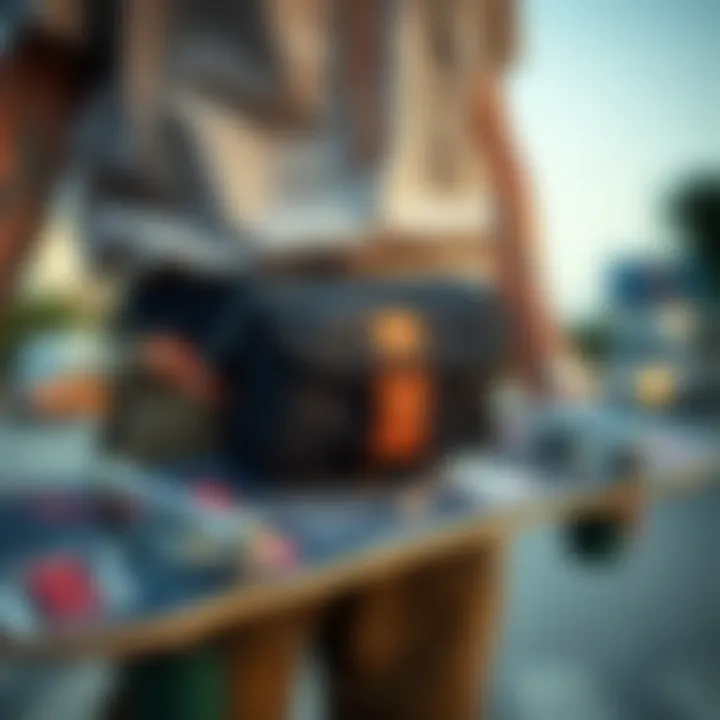 Variety of fanny packs designed specifically for skateboarders