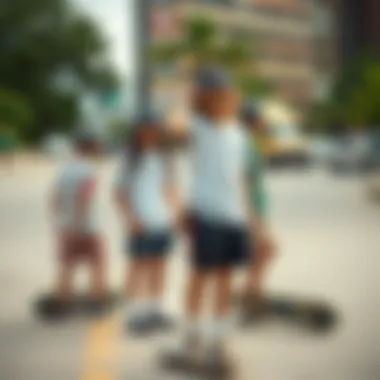 Historic comparison of skate fashion evolution emphasizing shorts