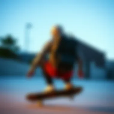 Skateboarder using the Retreat Backpack