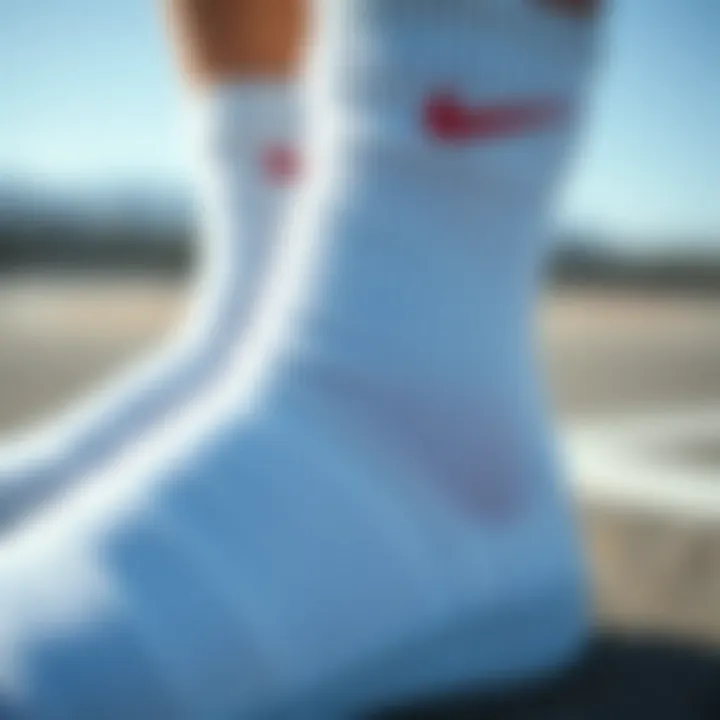 The Comfort and Quality of Nike Socks Close-up of white high-top Nike socks highlighting their fabric and cushioning