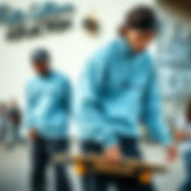 Evolution of the Champion Sweater in Skate Culture Historical collage showcasing the evolution of the light blue Champion sweater in skate culture