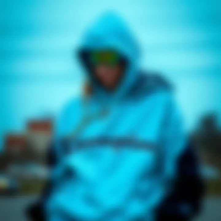 Outfit Combining Champion Sweater with Skate Gear Stylish outfit incorporating the light blue Champion sweater with skateboarding gear