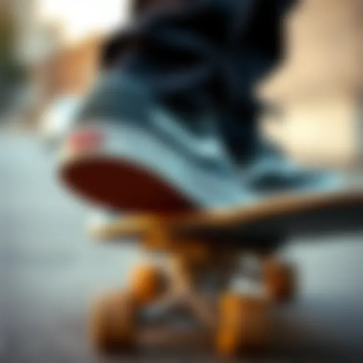 Vans shoes on a skateboard highlighting sole performance