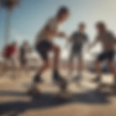 Group of riders showcasing various surfskate styles