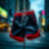 Stylish streetwear shorts displayed on a urban backdrop