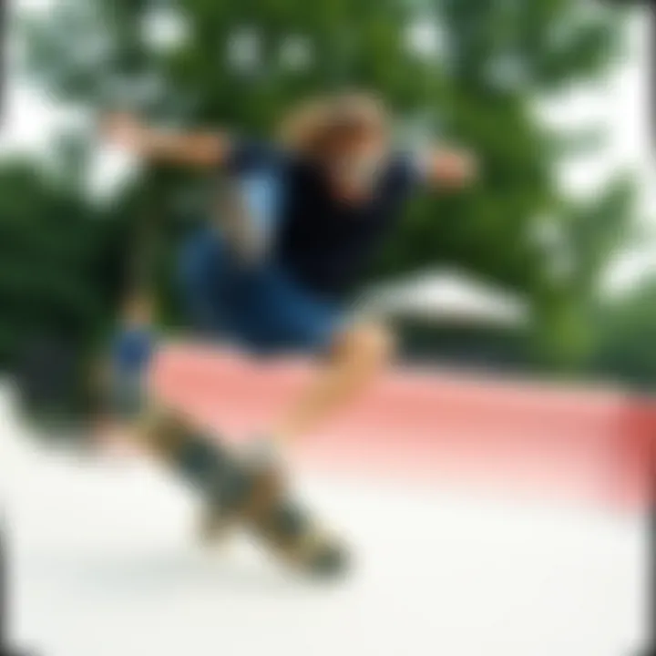 Skateboarder wearing Polaroid wrap around sunglasses during a trick