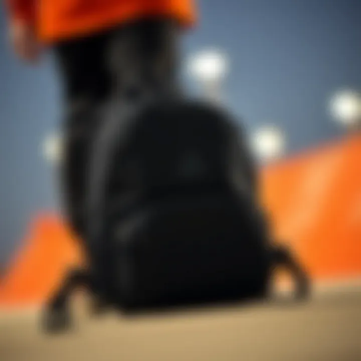 Close-up of mini black Adidas backpack highlighting durable materials