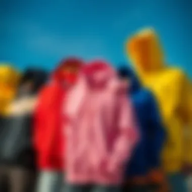 Different colors and styles of mom zip up hoodies displayed