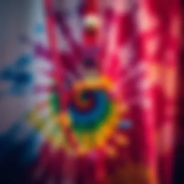 A vibrant tie dye lanyard showcasing multiple colors