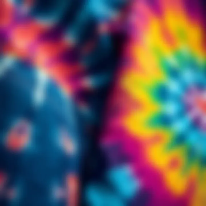 Artistry in Fabric: The Detail of Tie-Dye Patterns Close-up of unique tie-dye patterns on denim