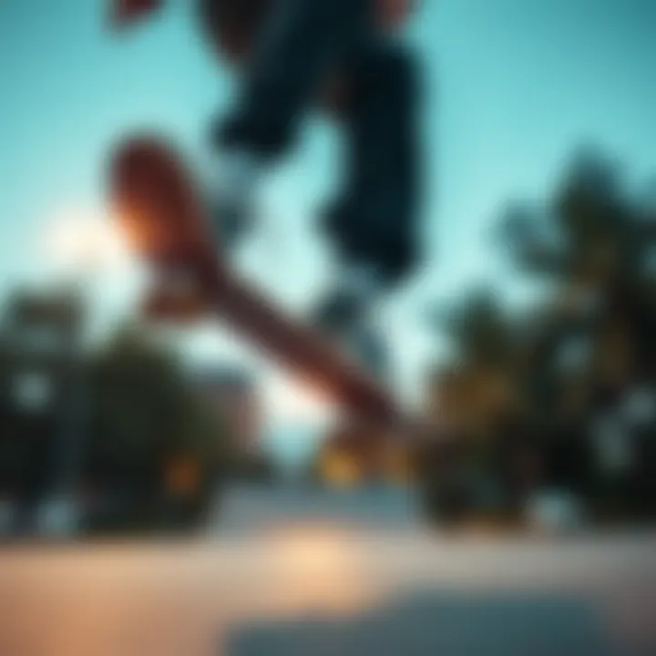 Skateboarder performing tricks while wearing Nike shoes from Tilly's