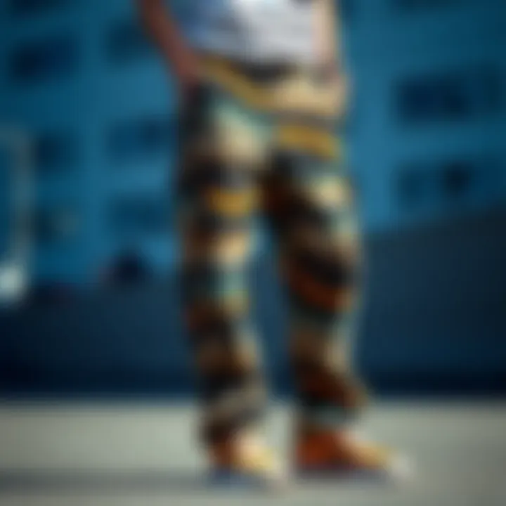 A stylish pair of Tripp pants showcasing unique designs and patterns