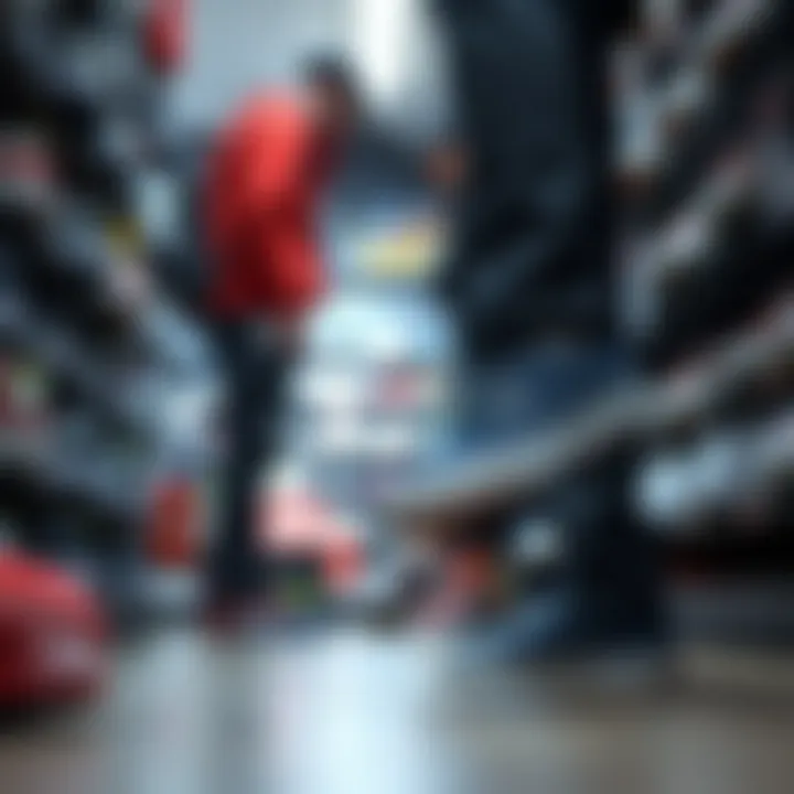 Customer trying on Vans shoes in a local store