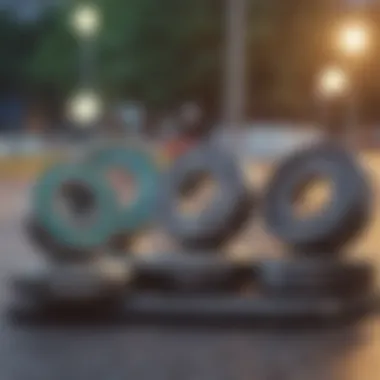 Different types of outdoor skate bearings displayed for comparison