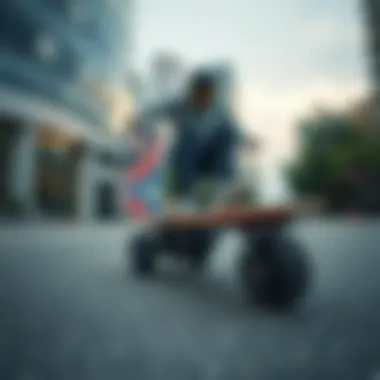 Juiced electric skateboard in action on urban streets