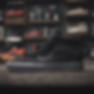 A collection of black Vans alongside competitor brands