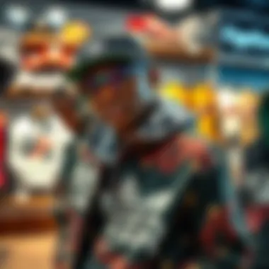 Creative Expressions in Street Fashion A close-up of unique streetwear designs influenced by skate culture