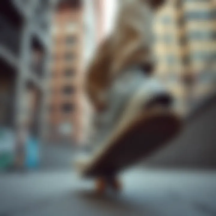 Skateboarder wearing Converse Chuck Taylor All Star Platform Canvas Low Top in an urban environment.