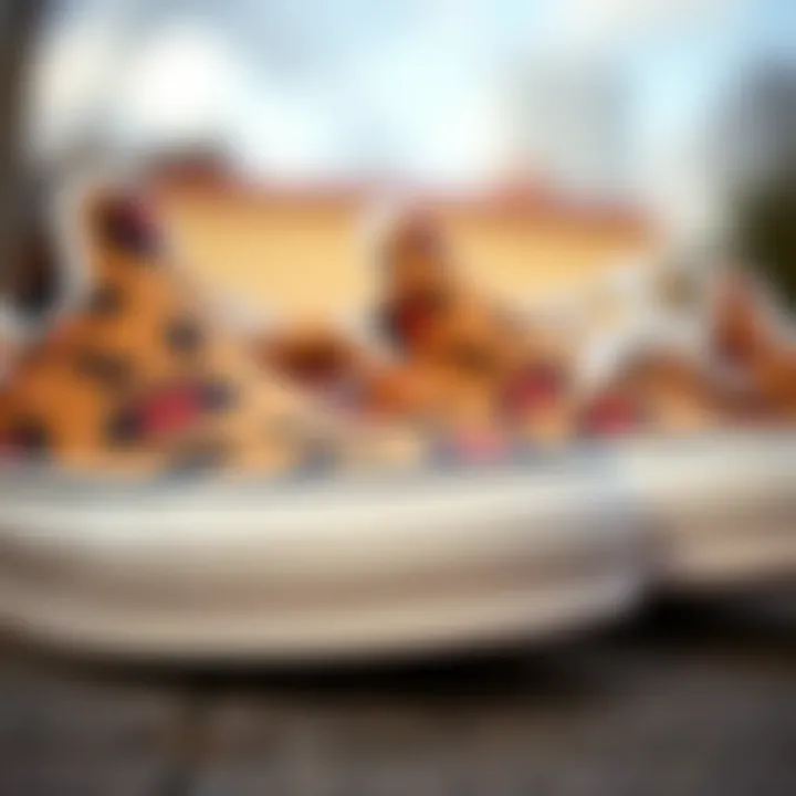 Close-up of animal print design on Vans shoes
