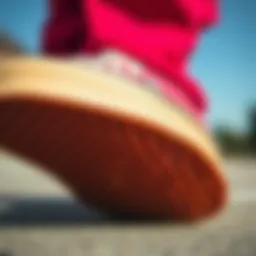 Close-up view of Vans ComfyCush gum sole showcasing its texture and design