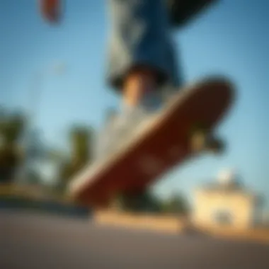 A skateboarder performing a trick while wearing Vans iridescent checkerboard shoes